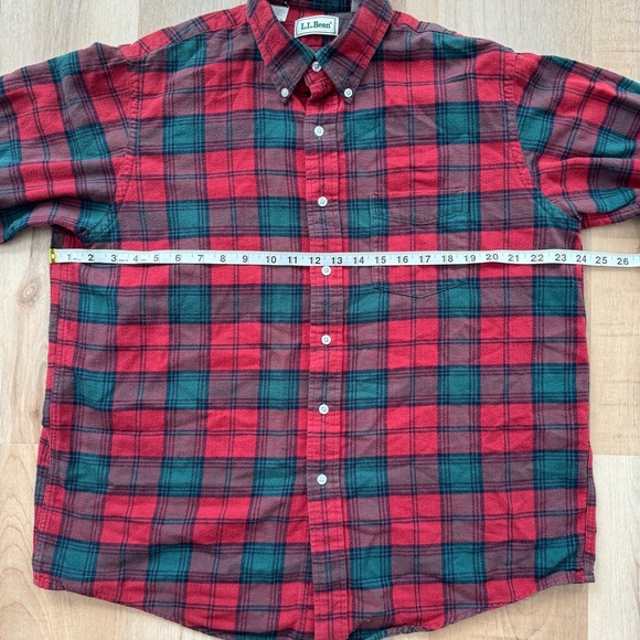 Vintage LL Bean Plaid Flannel Button Down Shirt Red Green Mens Large - Picture 10 of 12